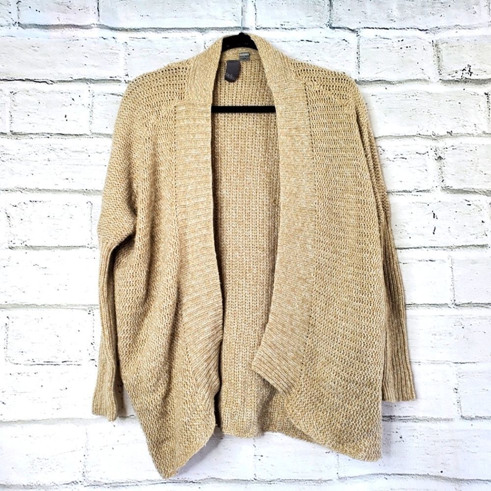 Quinn open front knit cardigan tan medium